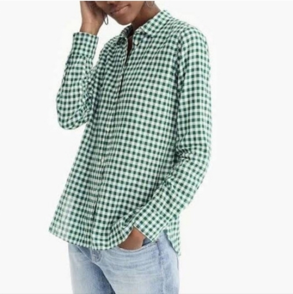 J. Crew Classic Fit Boy Shirt In Crinkle Gingham Size 2 - Picture 2 of 10